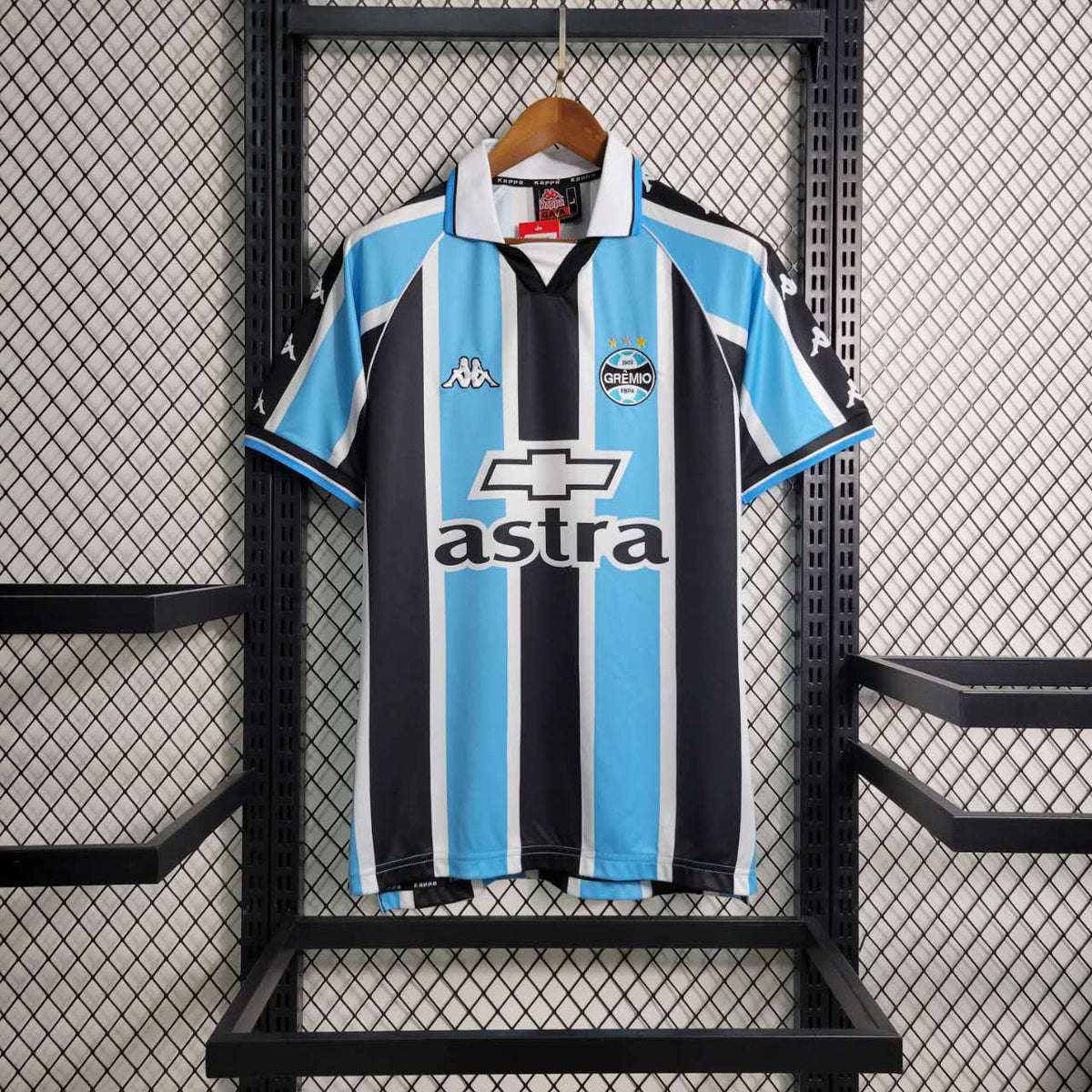 Camisa Grêmio Home 2000/01 - Kappa Retrô Masculina - Azul/Preta