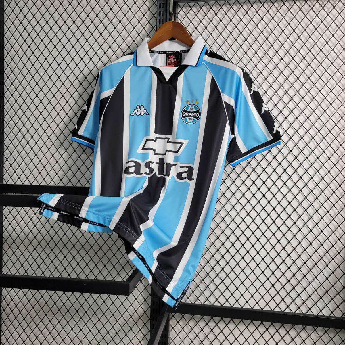 Camisa Grêmio Home 2000/01 - Kappa Retrô Masculina - Azul/Preta