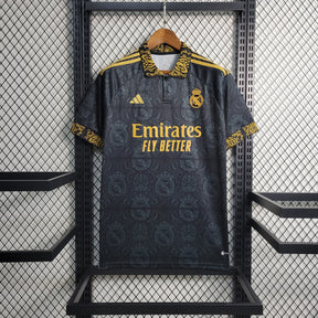 Camisa Real Madrid 2023/24 - Adidas Torcedor Masculina - Preta/Dourada