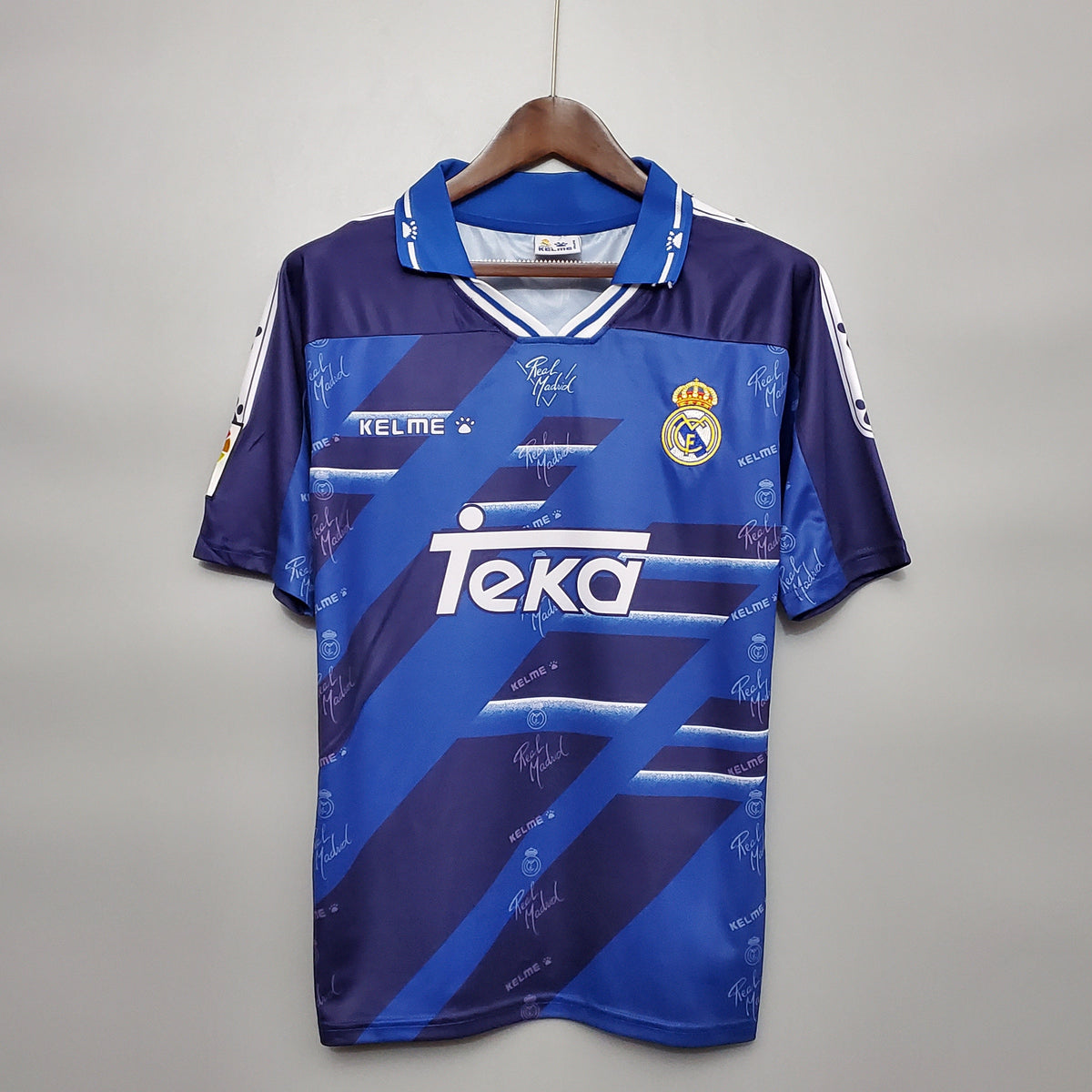 Camisa Real Madrid Away 1994/96 - Kelme Retrô Masculina - Azul/Branca