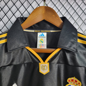 Camisa Real Madrid Away 1998/99 - Adidas Retrô Masculina - Preta/Laranja