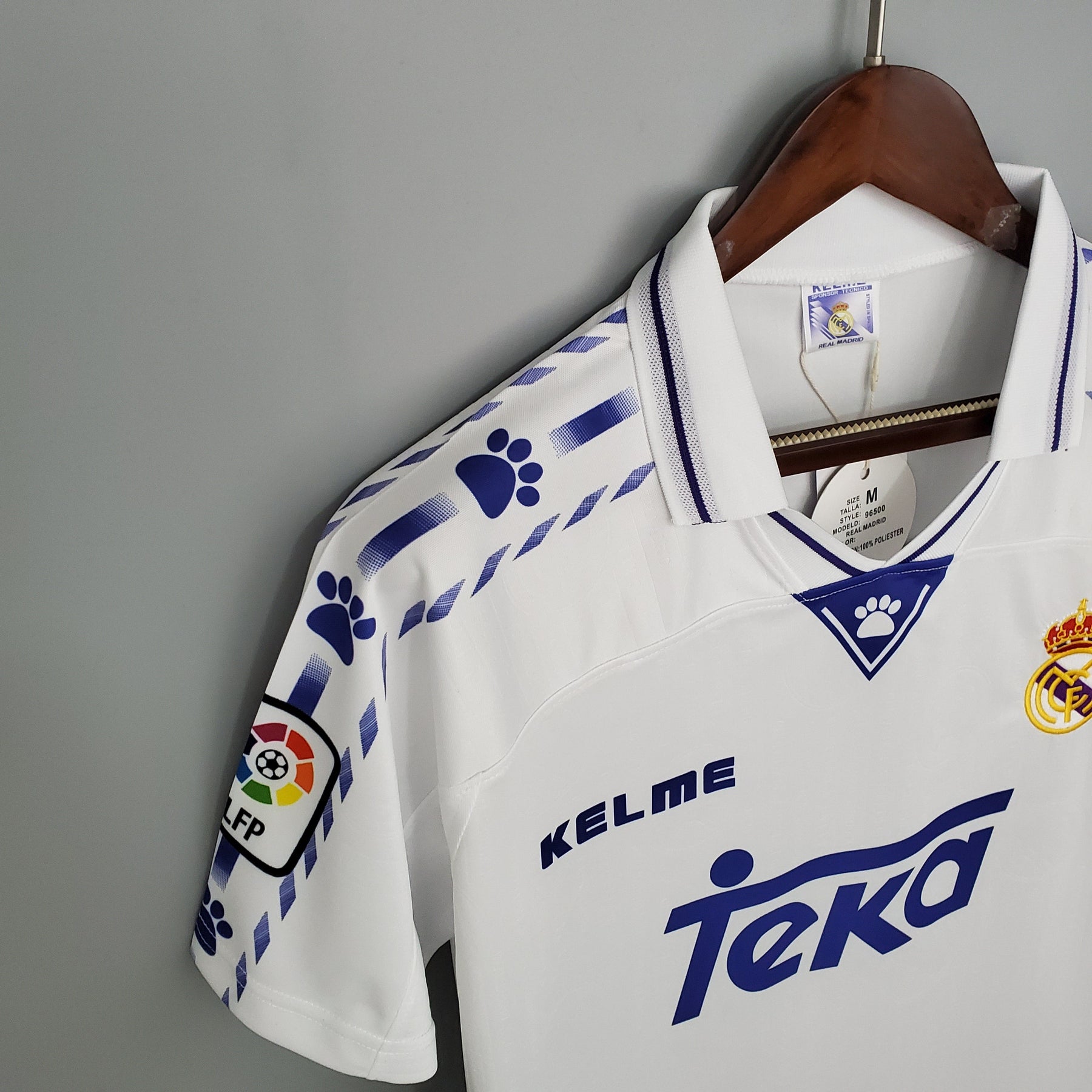 Camisa Real Madrid Home 1996/97 - Kelme Retrô Masculina - Branca/Azul