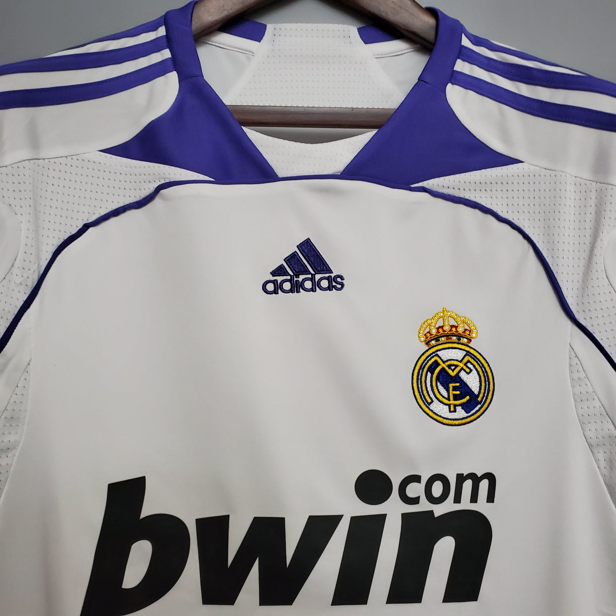 Camisa Real Madrid Home 2007/08 - Adidas Retrô Masculina - Branca/Lilás