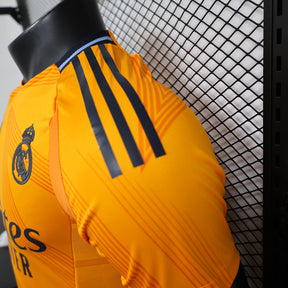 Camisa Real Madrid Away 2024/25 - Adidas Jogador Masculina - Laranja/Preta