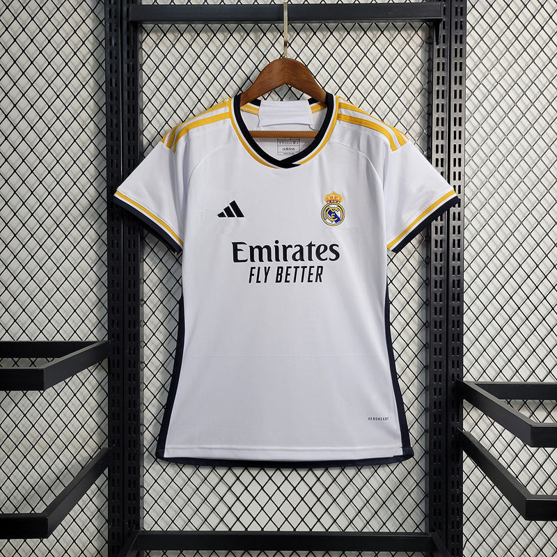 Camisa Real Madrid Home 2023/24 - Adidas Torcedor Feminina - Branca/Azul