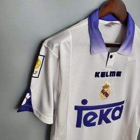 Camisa Real Madrid Home 1997/98 - Kelme Retrô Masculina - Branca/Roxa