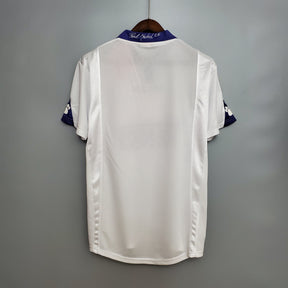 Camisa Real Madrid Home 1997/98 - Kelme Retrô Masculina - Branca/Roxa