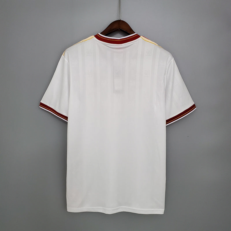 Camisa Liverpool 1985/86 - Retrô Masculina - Branca/Vermelha