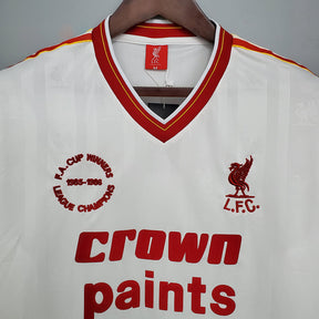 Camisa Liverpool 1985/86 - Retrô Masculina - Branca/Vermelha