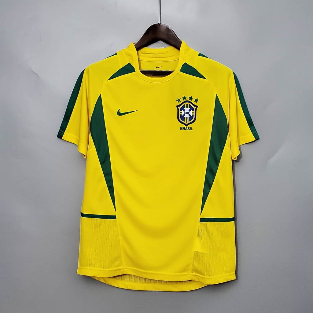 Camisa Seleção Brasil Home 2002 - Nike Retrô Masculina - Amarela/Verde