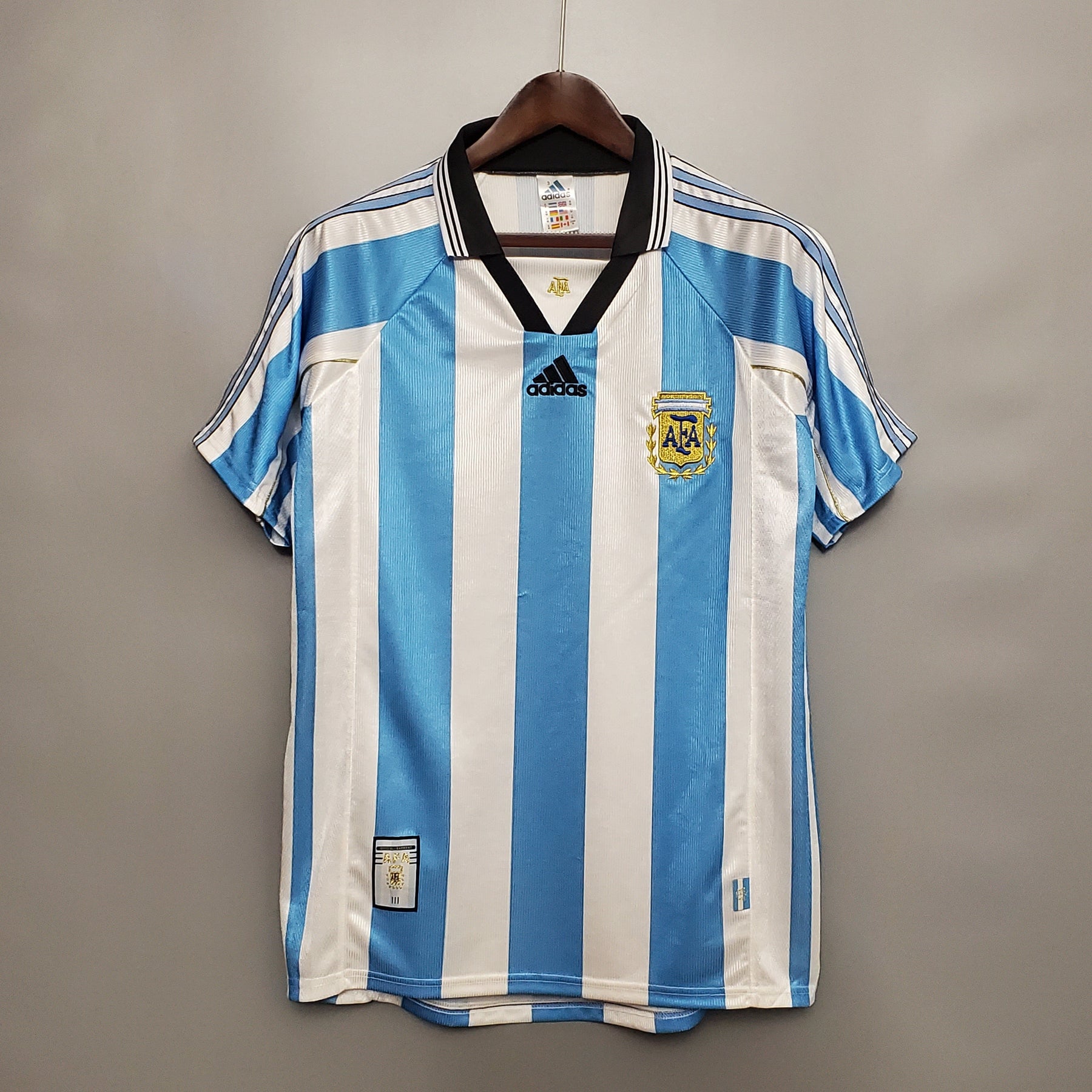 Camisa Argentina Home 1998 - Adidas Retrô Masculina - Azul/Branca