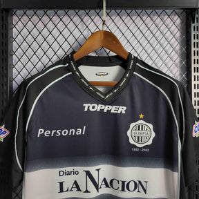 Camisa Olympia Away 2002/03 - Topper Retrô Masculina - Preta/Branca