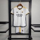 Kit Infantil Real Madrid Home 2023/24 - Adidas Torcedor - Branca