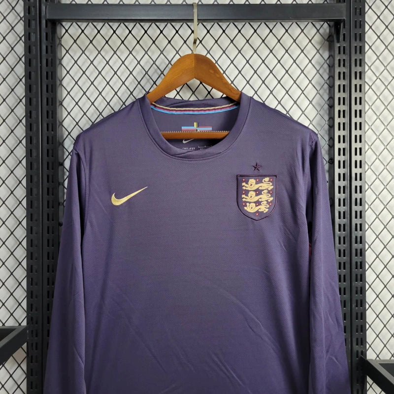 Camisa Manga Longa Seleção Inglaterra Away 2024/25 - Nike Torcedor Masculina - Azul/Dourada