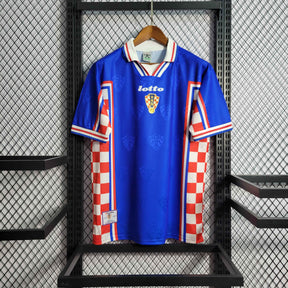 Camisa Seleção Croácia Away 1998 - Lotto Retrô Masculina - Azul/Branca