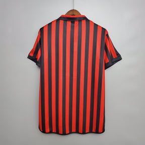 Camisa Milan Home 1999/00 - Adidad Retrô Masculina - Vermelha/Preta