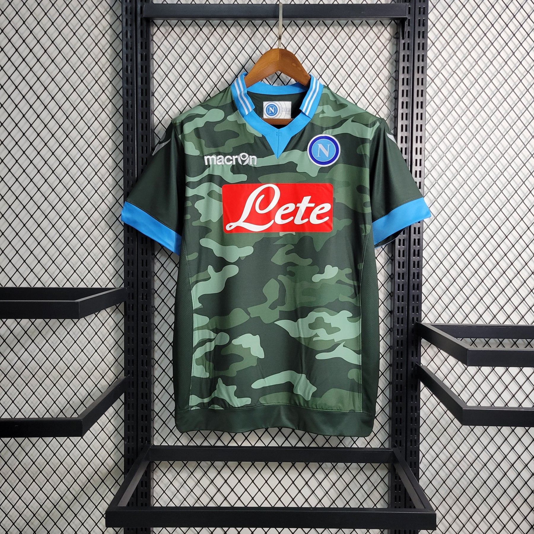 Camisa Napoli Home 2013/14 - Macron Retrô Masculina - Verde Camuflada