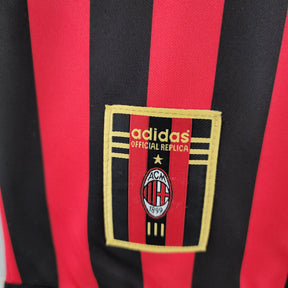 Camisa Manga Longa Milan Home 1999/00 - Adidas Retrô Masculina - Vermelha/Preta