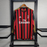 Camisa Manga Longa Milan Home 2013/14 - Adidas  Retrô Masculina - Vermelha/Preta