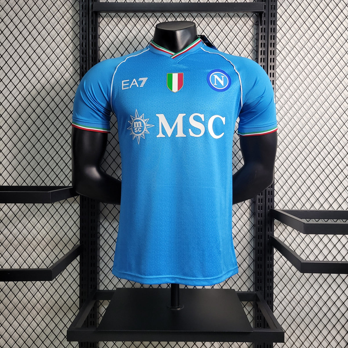 Camisa Napoli Home 2023/24 - EA7 Jogador Masculina - Azul/Branca