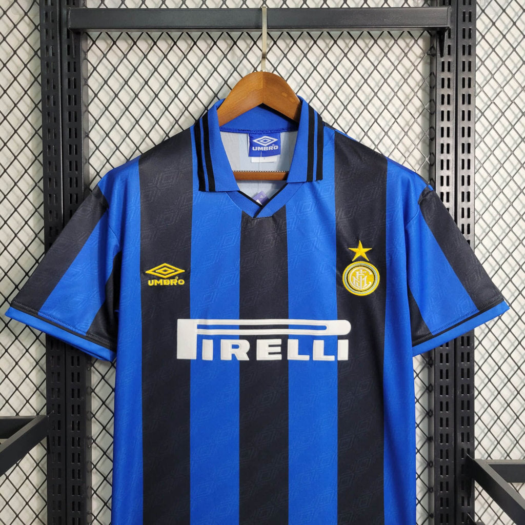 Camisa Inter de Milão 1995/96 - Umbro Retrô Masculina - Azul/Preta