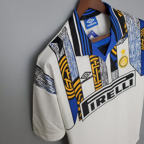 Camisa Inter de Milão Away 1996/97 - Umbro Retrô Masculina - Branca/Azul