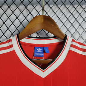 Camisa Manchester United Home 1984 - Adidas Retrô Masculina - Vermelha/Branca