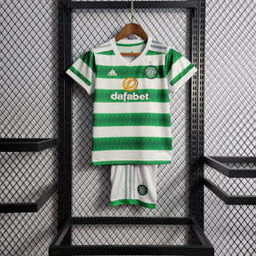 Kit Infantil Celtic Home 2022/23 - Adidas Torcedor - Branca/Verde