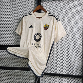 Camisa Roma Away 2023/24 - Adidas Torcedor Masculina - Bege/Preta