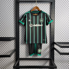 Kit Infantil Celtic Away 2022/23 - Adidas Torcedor - Preta/Verde