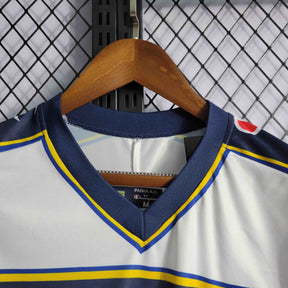 Camisa Parma Away 2001/02 - Champion Retrô Masculina - Branca/Azul