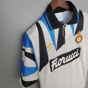 Camisa Inter de Milão Away 1992/93 - Umbro Retrô Masculina - Branca/Azul