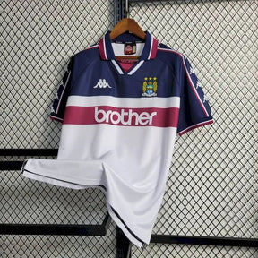 Camisa Manchester City Away 1997/98 - Kappa Retrô Masculina - Branca/Azul