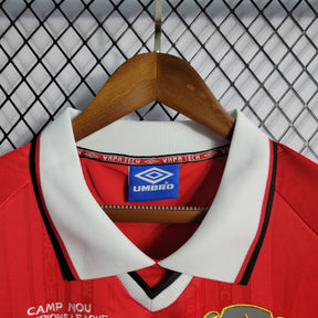 Camisa Manchester United Home 1999 - Umbro Retrô Masculina - Vermelha/Branca