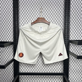 Shorts Roma Away 2024/25 - Adidas Torcedor Masculina - Branca/Bordo