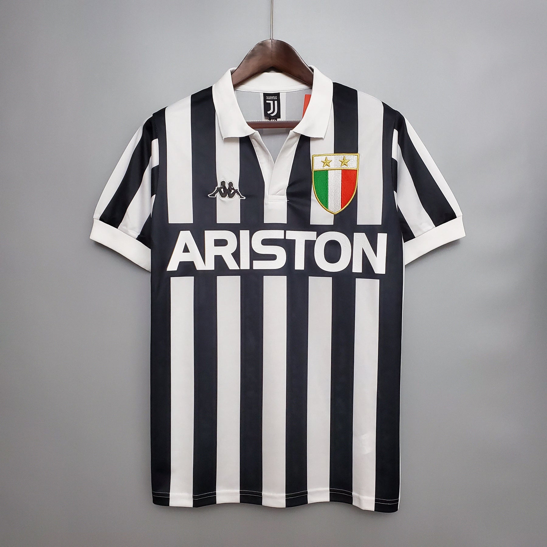 Camisa Juventus Home 1984/85 - Kappa Retrô Masculina - Preta/Branca