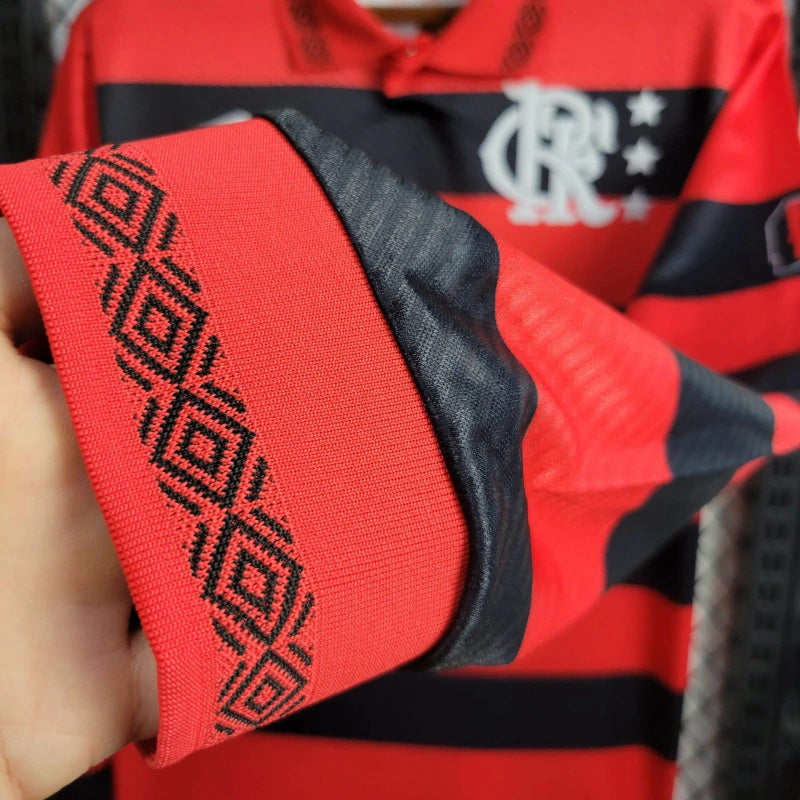 Camisa Flamengo Manga Longa Home 1994/95 - Umbro Retrô Masculina - Vermelha/Preta