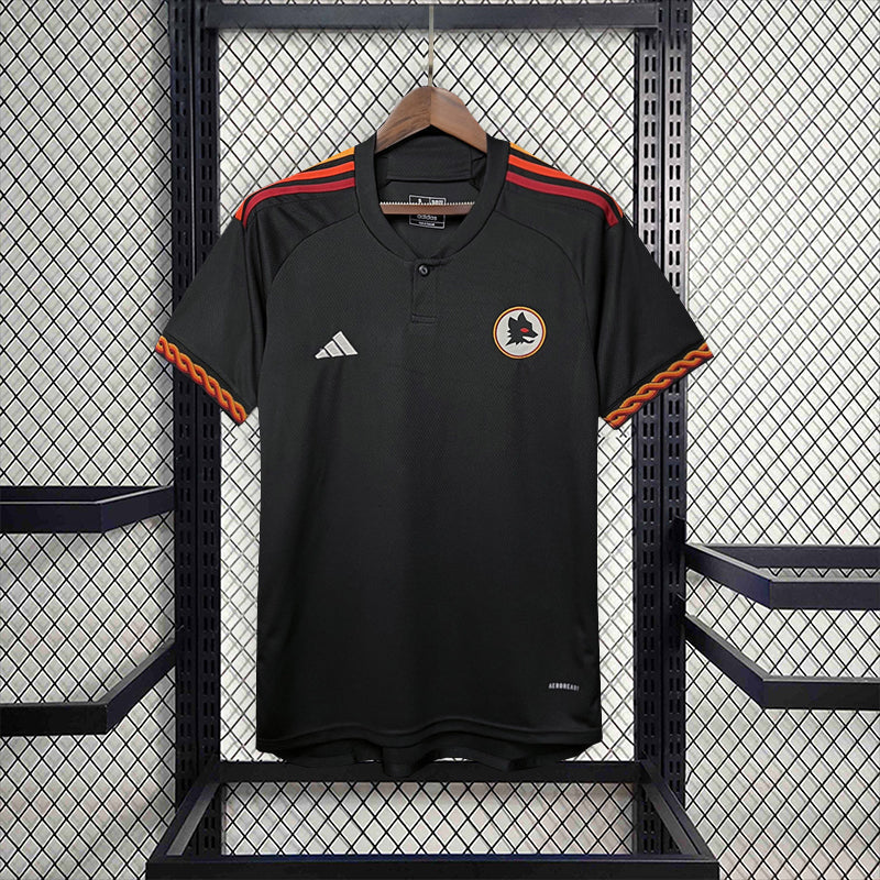 Camisa Roma Third 2023/24 - Adidas Torcedor Masculina - Preta/Laranja