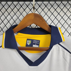 Camisa Parma Away 2003/04 - Champion Retrô Masculina - Branca/Azul