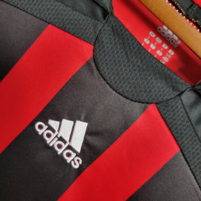 Camisa Manga Longa Milan  Home 2006/07 - Adidas  Retrô Masculina - Vermelha/Preta