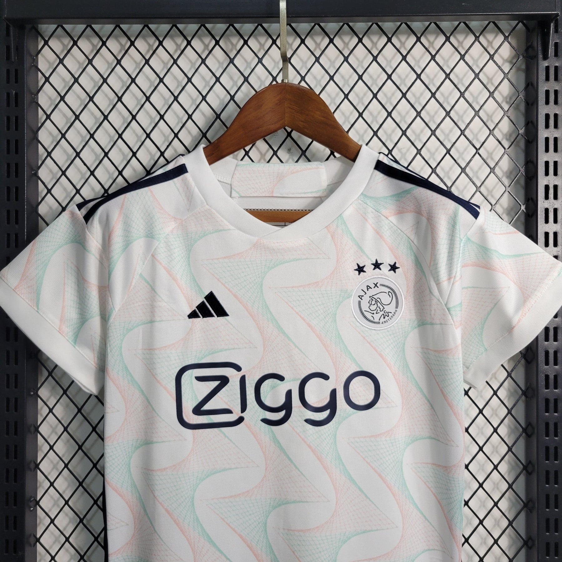 Kit Infantil Ajax Away 2023/24 - Adidas Torcedor - Branca/Azul