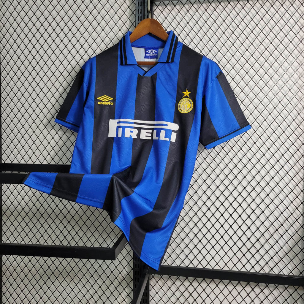 Camisa Inter de Milão 1995/96 - Umbro Retrô Masculina - Azul/Preta