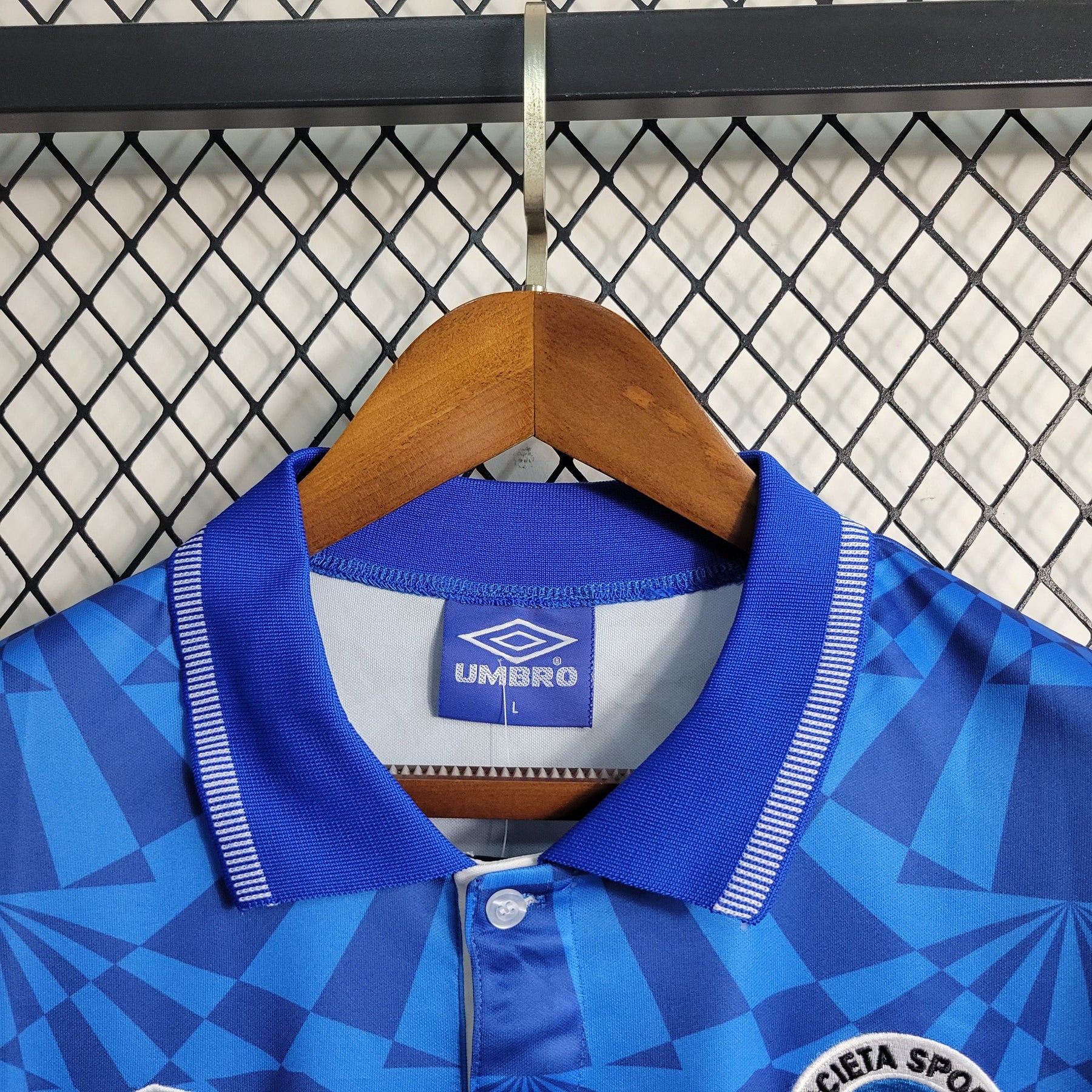 Camisa Napoli Home 1991/93 - Umbro Retrô Masculina - Azul/Branca