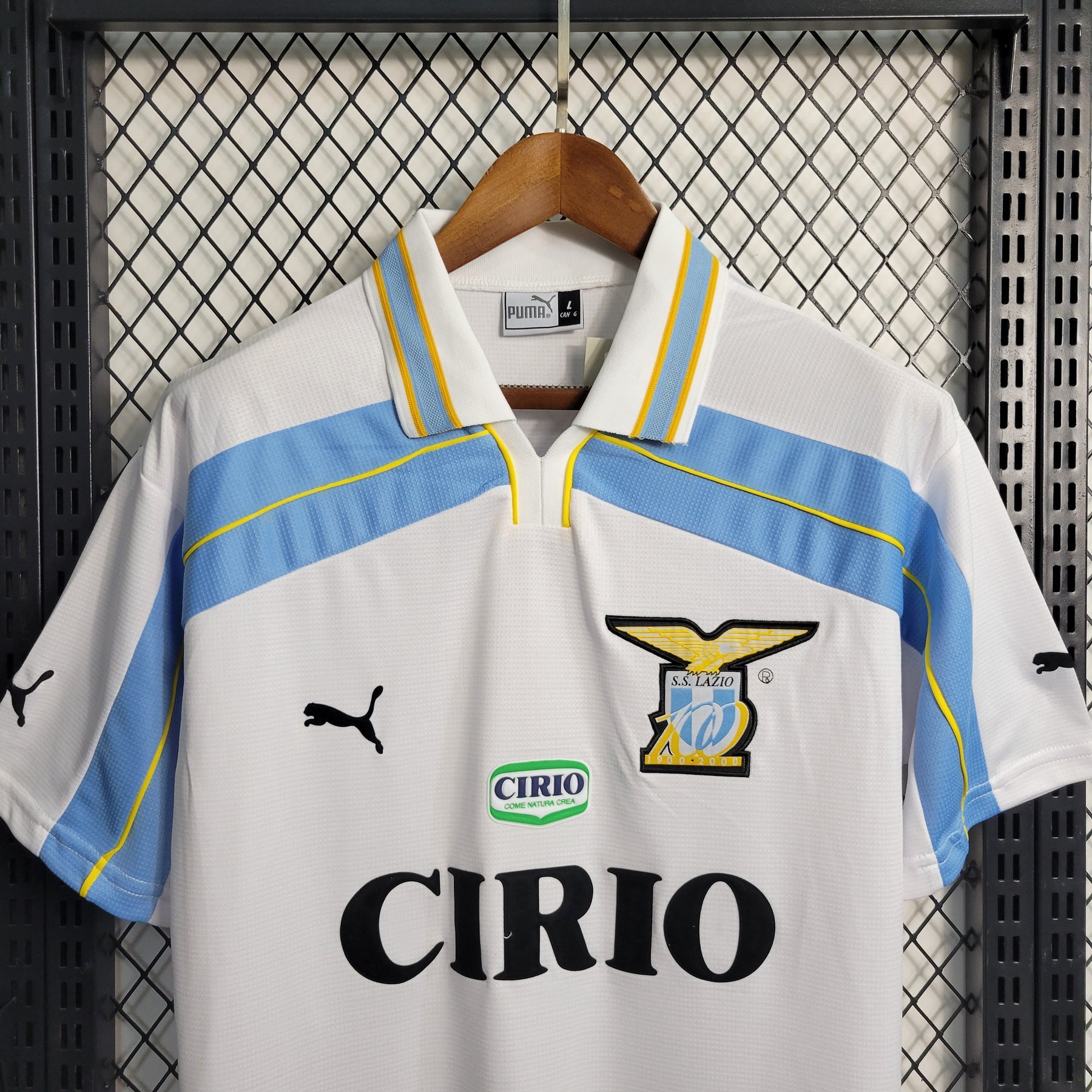 Camisa Lazio Away 1998/00 - Puma Retrô Masculina - Branca/Azul