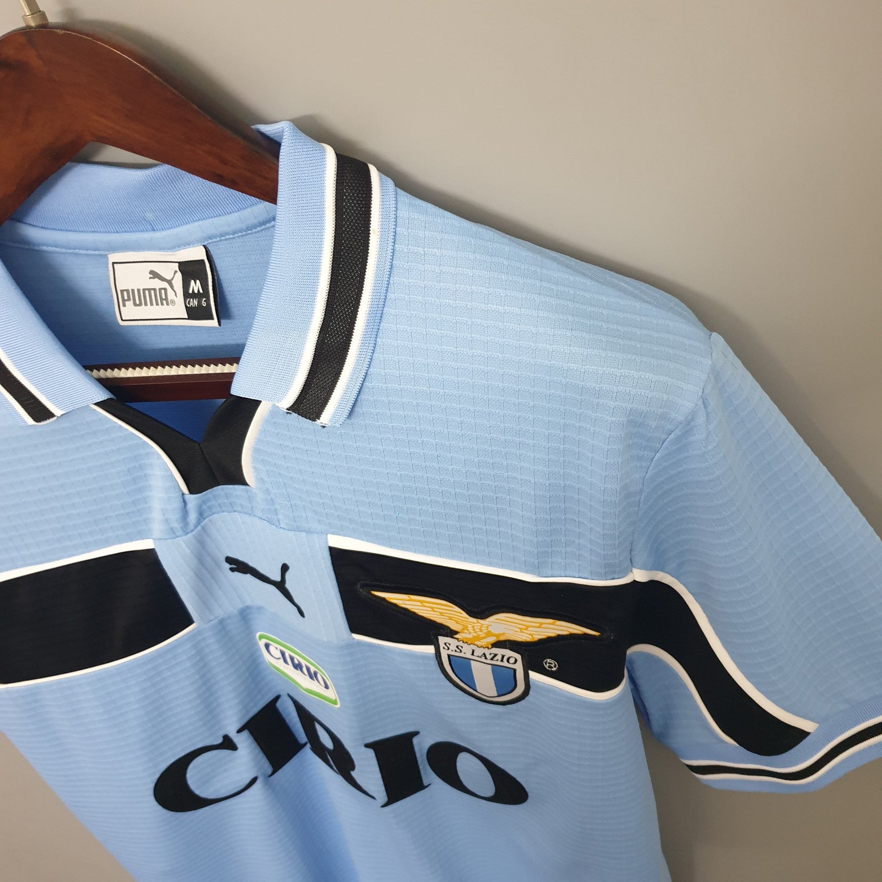 Camisa Lazio Home 1999/00 - Puma Retrô Masculina - Azul/Preta