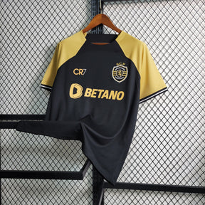 Camisa Sporting Edição Especial CR7 2023/24 - CR7 Torcedor Masculina - Preta/Caramelo