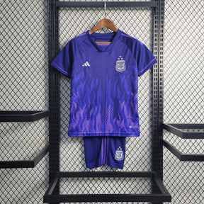 Kit Infantil Seleção Argentina Away 2022/23 - Adidas Torcedor - Roxa