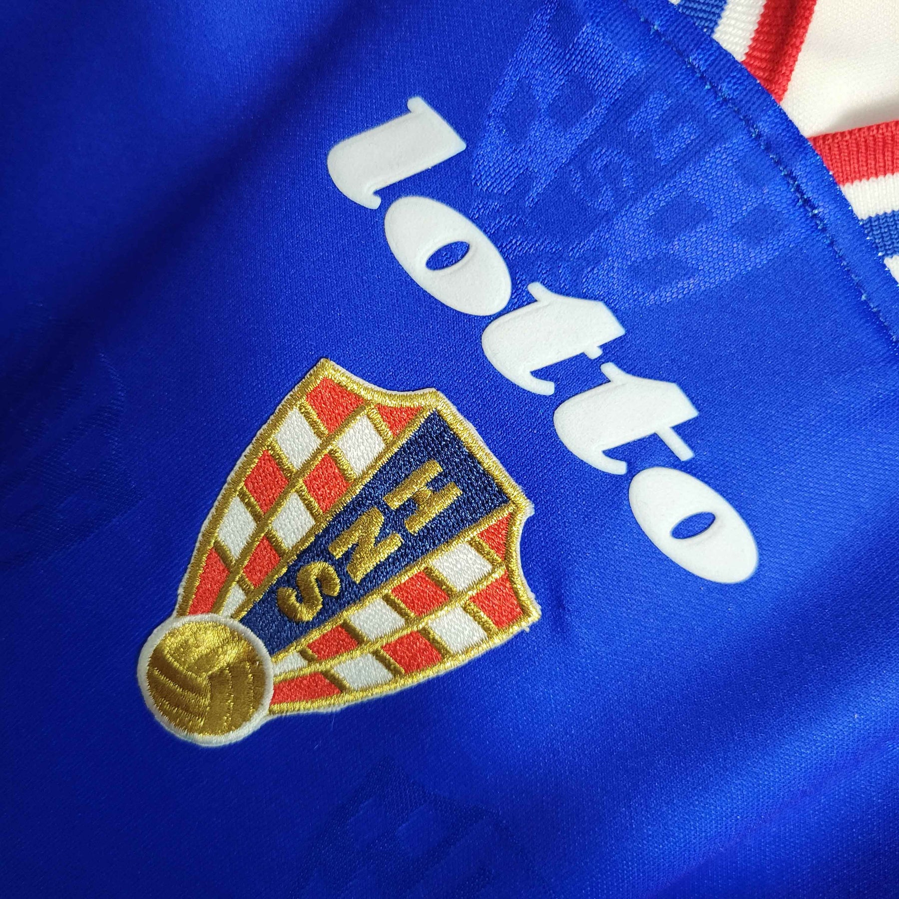 Camisa Seleção Croácia Away 1998 - Lotto Retrô Masculina - Azul/Branca