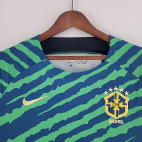 Camisa Seleção Brasil Pré Jogo 2022 - Nike Torcedor Masculina - Verde/Azul