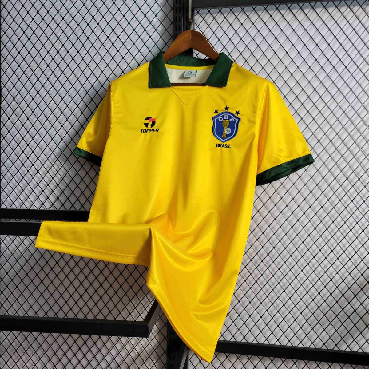 Camisa Seleção Brasil Home 1988 - Topper Retrô Masculina - Amarela/Verde